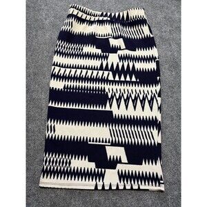 Daily Special Skirt Womens Large L Blue White Zig Zag Pattern Vintage Stretch